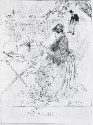 Carl Larsson Ceramics Pen and ink drawing oil painting on canvas